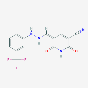 molecular formula C15H11F3N4O2 B283617 (5Z)-4-methyl-2,6-dioxo-5-[[2-[3-(trifluoromethyl)phenyl]hydrazinyl]methylidene]pyridine-3-carbonitrile 