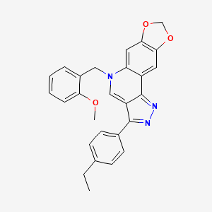 molecular formula C27H23N3O3 B2836171 3-(4-ethylphenyl)-5-(2-methoxybenzyl)-5H-[1,3]dioxolo[4,5-g]pyrazolo[4,3-c]quinoline CAS No. 866728-68-9