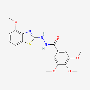 molecular formula C18H19N3O5S B2836176 3,4,5-三甲氧基-N'-(4-甲氧基-1,3-苯并噻唑-2-基)苯并噻嗪-5-甲酰肼 CAS No. 851978-26-2