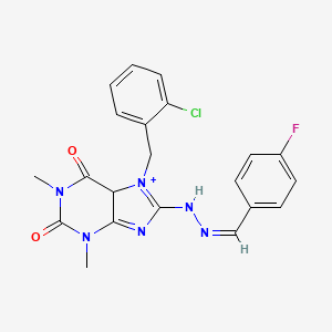 molecular formula C21H18ClFN6O2 B2836186 7-[(2-chlorophenyl)methyl]-8-[(2Z)-2-[(4-fluorophenyl)methylidene]hydrazin-1-yl]-1,3-dimethyl-2,3,6,7-tetrahydro-1H-purine-2,6-dione CAS No. 378202-68-7