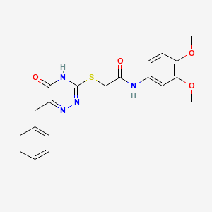 molecular formula C21H22N4O4S B2836188 N-(3,4-dimethoxyphenyl)-2-((6-(4-methylbenzyl)-5-oxo-4,5-dihydro-1,2,4-triazin-3-yl)thio)acetamide CAS No. 898606-04-7