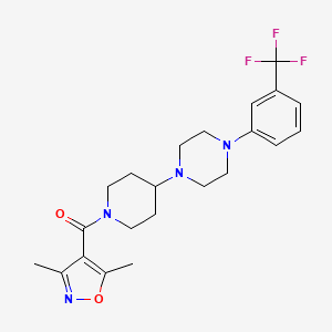 molecular formula C22H27F3N4O2 B2836190 (3,5-Dimethylisoxazol-4-yl)(4-(4-(3-(trifluoromethyl)phenyl)piperazin-1-yl)piperidin-1-yl)methanone CAS No. 2034335-78-7