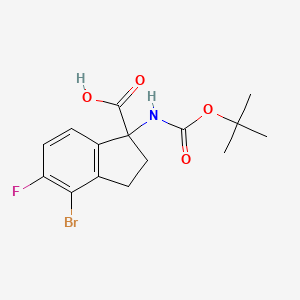 molecular formula C15H17BrFNO4 B2836193 4-bromo-1-{[(tert-butoxy)carbonyl]amino}-5-fluoro-2,3-dihydro-1H-indene-1-carboxylic acid CAS No. 2138556-49-5