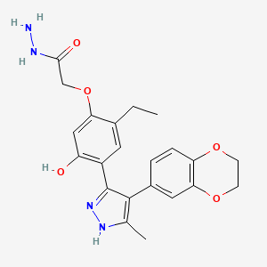 2-(4-(4-(2,3-dihydrobenzo[b][1,4]dioxin-6-yl)-5-methyl-1H-pyrazol-3-yl)-2-ethyl-5-hydroxyphenoxy)acetohydrazide