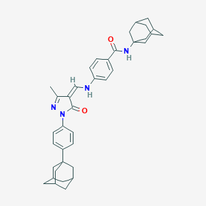 molecular formula C38H44N4O2 B283621 N-(1-adamantyl)-4-[[(Z)-[1-[4-(1-adamantyl)phenyl]-3-methyl-5-oxopyrazol-4-ylidene]methyl]amino]benzamide 