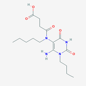 molecular formula C17H28N4O5 B2836224 N-(6-Amino-1-butyl-2,4-dioxo-1,2,3,4-tetrahydro-pyrimidin-5-yl)-N-pentyl-succinamic acid CAS No. 730997-83-8