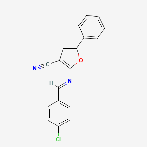 2-{[(E)-(4-chlorophenyl)methylidene]amino}-5-phenyl-3-furonitrile