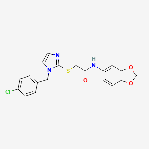 N-(1,3-benzodioxol-5-yl)-2-[1-[(4-chlorophenyl)methyl]imidazol-2-yl]sulfanylacetamide