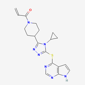1-[4-[4-Cyclopropyl-5-(7H-pyrrolo[2,3-d]pyrimidin-4-ylsulfanyl)-1,2,4-triazol-3-yl]piperidin-1-yl]prop-2-en-1-one