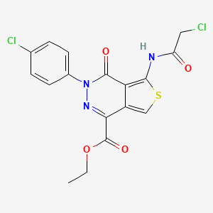molecular formula C17H13Cl2N3O4S B2836241 Ethyl 5-[(2-chloroacetyl)amino]-3-(4-chlorophenyl)-4-oxothieno[3,4-d]pyridazine-1-carboxylate CAS No. 851950-16-8
