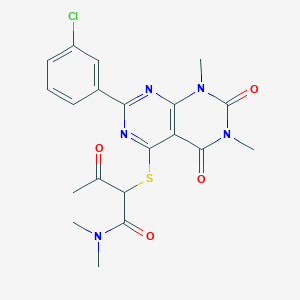 2-((2-(3-chlorophenyl)-6,8-dimethyl-5,7-dioxo-5,6,7,8-tetrahydropyrimido[4,5-d]pyrimidin-4-yl)thio)-N,N-dimethyl-3-oxobutanamide