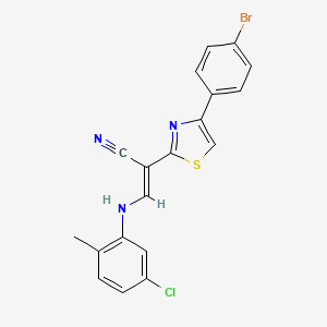 (E)-2-(4-(4-bromophenyl)thiazol-2-yl)-3-((5-chloro-2-methylphenyl)amino)acrylonitrile