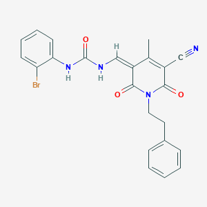 1-(2-bromophenyl)-3-[(Z)-[5-cyano-4-methyl-2,6-dioxo-1-(2-phenylethyl)pyridin-3-ylidene]methyl]urea