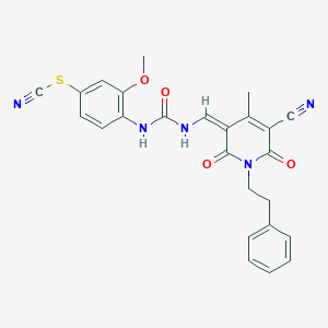 molecular formula C25H21N5O4S B283629 [4-[[(Z)-[5-cyano-4-methyl-2,6-dioxo-1-(2-phenylethyl)pyridin-3-ylidene]methyl]carbamoylamino]-3-methoxyphenyl] thiocyanate 