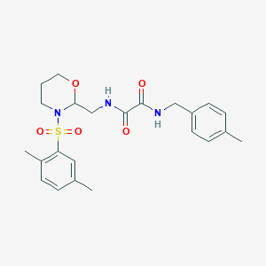 molecular formula C23H29N3O5S B2836293 N1-((3-((2,5-二甲基苯基)磺酰)-1,3-噁二氮-2-基)甲基)-N2-(4-甲基苯基)草酰胺 CAS No. 872724-19-1