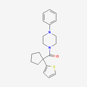 molecular formula C20H24N2OS B2836304 (4-Phenylpiperazin-1-yl)(1-(thiophen-2-yl)cyclopentyl)methanone CAS No. 1049514-78-4