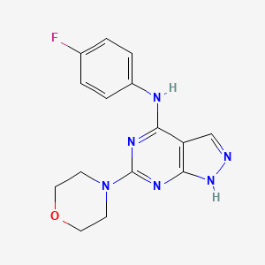 molecular formula C15H15FN6O B2836319 N-(4-fluorophenyl)-6-(morpholin-4-yl)-1H-pyrazolo[3,4-d]pyrimidin-4-amine CAS No. 1105223-76-4