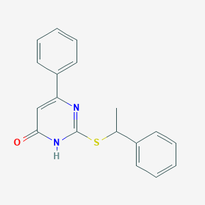 molecular formula C18H16N2OS B2836320 6-phenyl-2-((1-phenylethyl)thio)pyrimidin-4(3H)-one CAS No. 941921-38-6