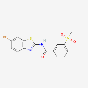 molecular formula C16H13BrN2O3S2 B2836326 N-(6-bromobenzo[d]thiazol-2-yl)-3-(ethylsulfonyl)benzamide CAS No. 886916-51-4