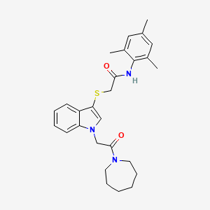 2-((1-(2-(azepan-1-yl)-2-oxoethyl)-1H-indol-3-yl)thio)-N-mesitylacetamide