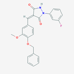 molecular formula C24H19FN2O4 B283633 4-[4-(Benzyloxy)-3-methoxybenzylidene]-1-(3-fluorophenyl)-3,5-pyrazolidinedione 