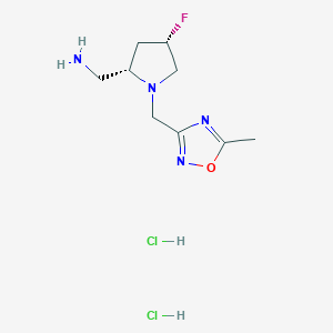 molecular formula C9H17Cl2FN4O B2836335 [(2S,4S)-4-fluoro-1-[(5-methyl-1,2,4-oxadiazol-3-yl)methyl]pyrrolidin-2-yl]methanamine dihydrochloride CAS No. 1820583-59-2