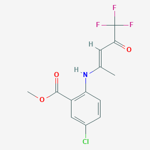 molecular formula C13H11ClF3NO3 B2836344 methyl 5-chloro-2-{[(2E)-5,5,5-trifluoro-4-oxopent-2-en-2-yl]amino}benzoate CAS No. 1210908-67-0