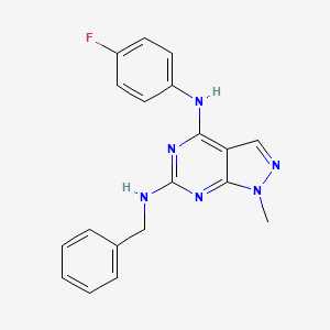 molecular formula C19H17FN6 B2836346 N6-benzyl-N4-(4-fluorophenyl)-1-methyl-1H-pyrazolo[3,4-d]pyrimidine-4,6-diamine CAS No. 897758-05-3