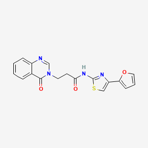 molecular formula C18H14N4O3S B2836349 N-(4-(furan-2-yl)thiazol-2-yl)-3-(4-oxoquinazolin-3(4H)-yl)propanamide CAS No. 1206986-29-9