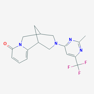 molecular formula C17H17F3N4O B2836351 11-[2-Methyl-6-(trifluoromethyl)pyrimidin-4-yl]-7,11-diazatricyclo[7.3.1.02,7]trideca-2,4-dien-6-one CAS No. 2325317-70-0