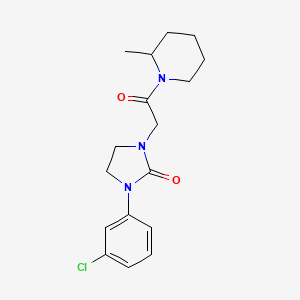 molecular formula C17H22ClN3O2 B2836354 1-(3-氯苯基)-3-(2-(2-甲基哌嗪-1-基)-2-氧代乙基)咪唑并[2,1]噁唑啉-2-酮 CAS No. 1251688-25-1