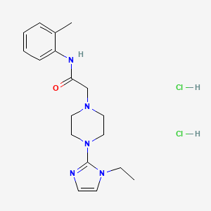 molecular formula C18H27Cl2N5O B2836360 2-(4-(1-ethyl-1H-imidazol-2-yl)piperazin-1-yl)-N-(o-tolyl)acetamide dihydrochloride CAS No. 1327207-10-2