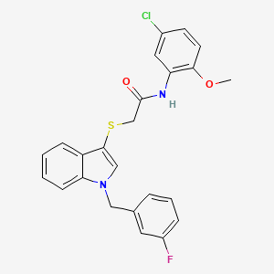 molecular formula C24H20ClFN2O2S B2836372 N-(5-氯-2-甲氧基苯基)-2-[1-[(3-氟苯基)甲基]吲哚-3-基]硫醇乙酰胺 CAS No. 851412-34-5