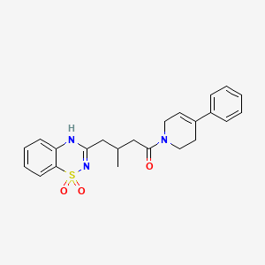 molecular formula C23H25N3O3S B2836373 4-(1,1-dioxido-2H-benzo[e][1,2,4]thiadiazin-3-yl)-3-methyl-1-(4-phenyl-5,6-dihydropyridin-1(2H)-yl)butan-1-one CAS No. 950320-23-7