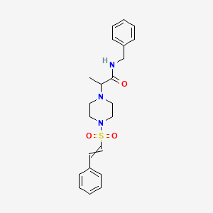 molecular formula C22H27N3O3S B2836378 N-苄基-2-[4-(2-苯乙烯磺酰)哌嗪-1-基]丙酰胺 CAS No. 1428116-26-0