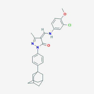 (4Z)-2-[4-(1-adamantyl)phenyl]-4-[(3-chloro-4-methoxyanilino)methylidene]-5-methylpyrazol-3-one