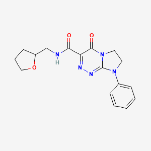 molecular formula C17H19N5O3 B2836381 4-oxo-8-phenyl-N-((tetrahydrofuran-2-yl)methyl)-4,6,7,8-tetrahydroimidazo[2,1-c][1,2,4]triazine-3-carboxamide CAS No. 946278-84-8