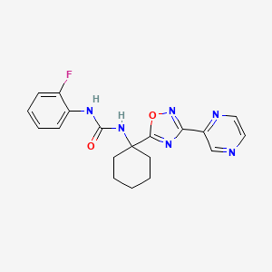 molecular formula C19H19FN6O2 B2836386 1-(2-Fluorophenyl)-3-{1-[3-(pyrazin-2-yl)-1,2,4-oxadiazol-5-yl]cyclohexyl}urea CAS No. 1396848-57-9