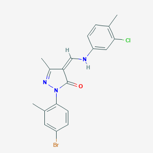 molecular formula C19H17BrClN3O B283639 (4Z)-2-(4-bromo-2-methylphenyl)-4-[(3-chloro-4-methylanilino)methylidene]-5-methylpyrazol-3-one 