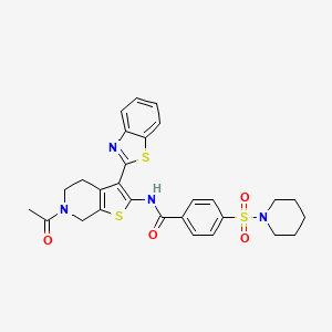 N-(6-acetyl-3-(benzo[d]thiazol-2-yl)-4,5,6,7-tetrahydrothieno[2,3-c]pyridin-2-yl)-4-(piperidin-1-ylsulfonyl)benzamide
