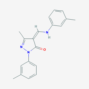 molecular formula C19H19N3O B283640 (4Z)-5-methyl-4-[(3-methylanilino)methylidene]-2-(3-methylphenyl)pyrazol-3-one 