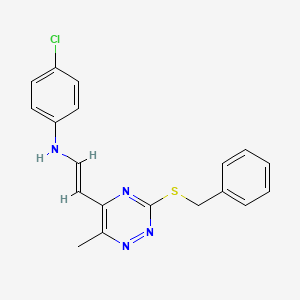 molecular formula C19H17ClN4S B2836404 N-(2-(3-(Benzylsulfanyl)-6-methyl-1,2,4-triazin-5-yl)vinyl)-4-chloroaniline CAS No. 477866-50-5