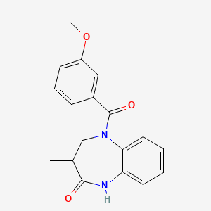 molecular formula C18H18N2O3 B2836410 5-(3-甲氧基苯甲酰)-3-甲基-4,5-二氢-1H-苯并[b][1,4]二氮杂环-2(3H)-酮 CAS No. 1031649-93-0