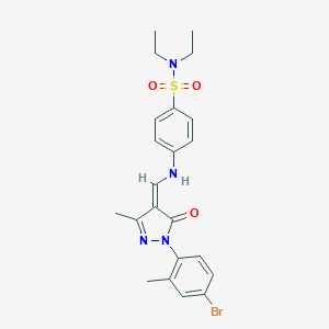 4-[[(Z)-[1-(4-bromo-2-methylphenyl)-3-methyl-5-oxopyrazol-4-ylidene]methyl]amino]-N,N-diethylbenzenesulfonamide
