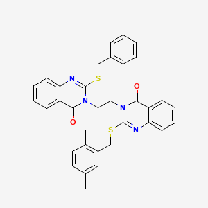 3,3'-(ethane-1,2-diyl)bis(2-((2,5-dimethylbenzyl)thio)quinazolin-4(3H)-one)