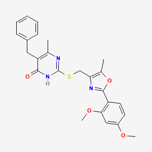 molecular formula C25H25N3O4S B2836422 5-benzyl-2-({[2-(2,4-dimethoxyphenyl)-5-methyl-1,3-oxazol-4-yl]methyl}sulfanyl)-6-methylpyrimidin-4-ol CAS No. 1040646-78-3