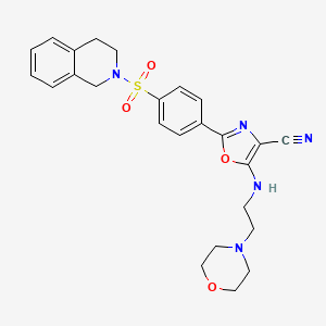 2-(4-((3,4-dihydroisoquinolin-2(1H)-yl)sulfonyl)phenyl)-5-((2-morpholinoethyl)amino)oxazole-4-carbonitrile