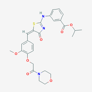 molecular formula C27H29N3O7S B283644 propan-2-yl 3-[[(5E)-5-[[3-methoxy-4-(2-morpholin-4-yl-2-oxoethoxy)phenyl]methylidene]-4-oxo-1,3-thiazol-2-yl]amino]benzoate 