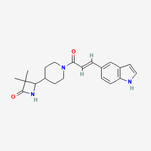 4-[1-[(E)-3-(1H-Indol-5-yl)prop-2-enoyl]piperidin-4-yl]-3,3-dimethylazetidin-2-one
