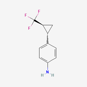 molecular formula C10H10F3N B2836443 4-[(1S,2S)-2-(三氟甲基)环丙基]苯胺 CAS No. 1416432-52-4